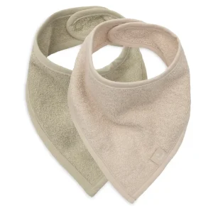 Lot de 2 bavoirs/bandanas - Matcha/Sable