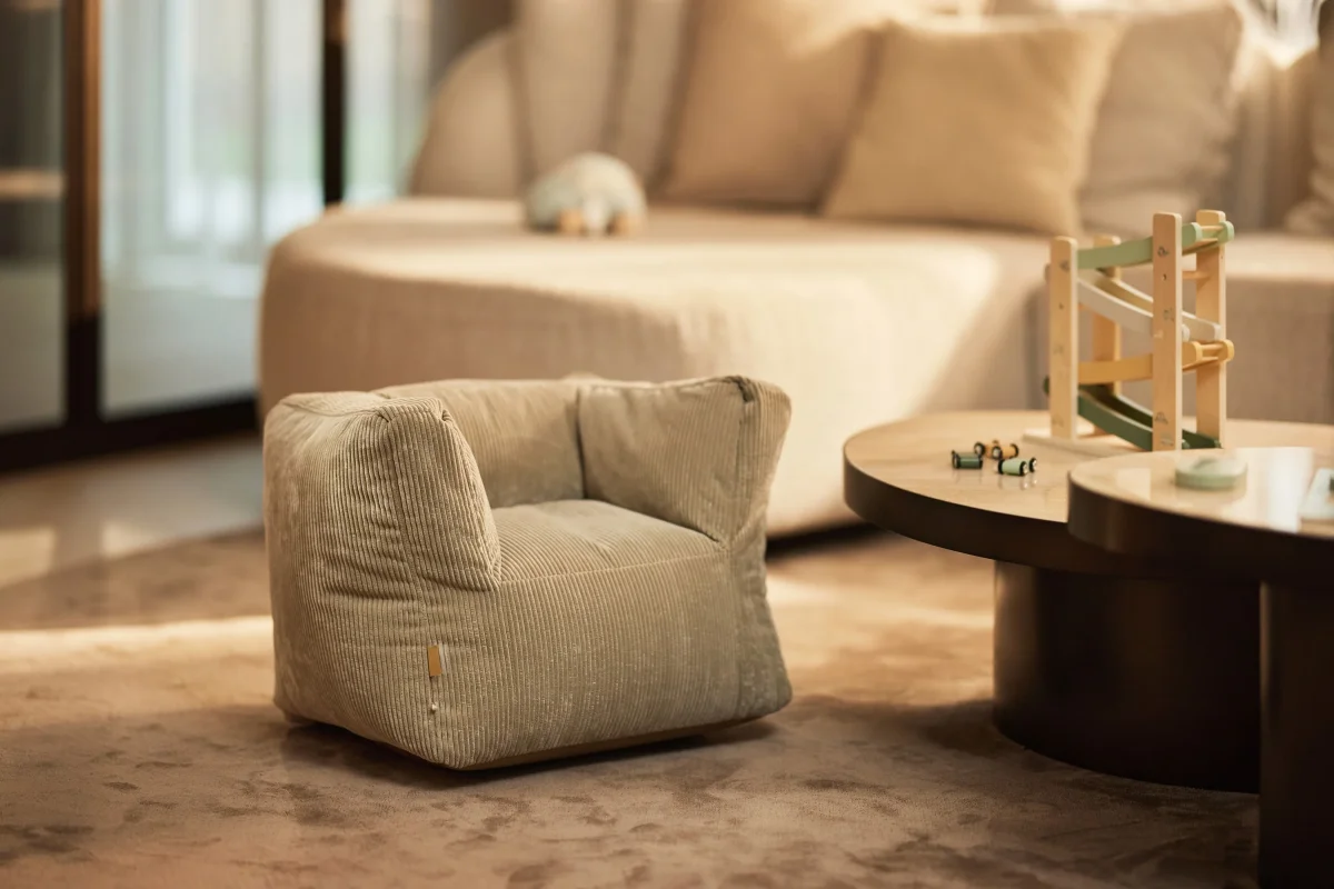 Fauteuil Pouf - Velours Sauge – Image 4