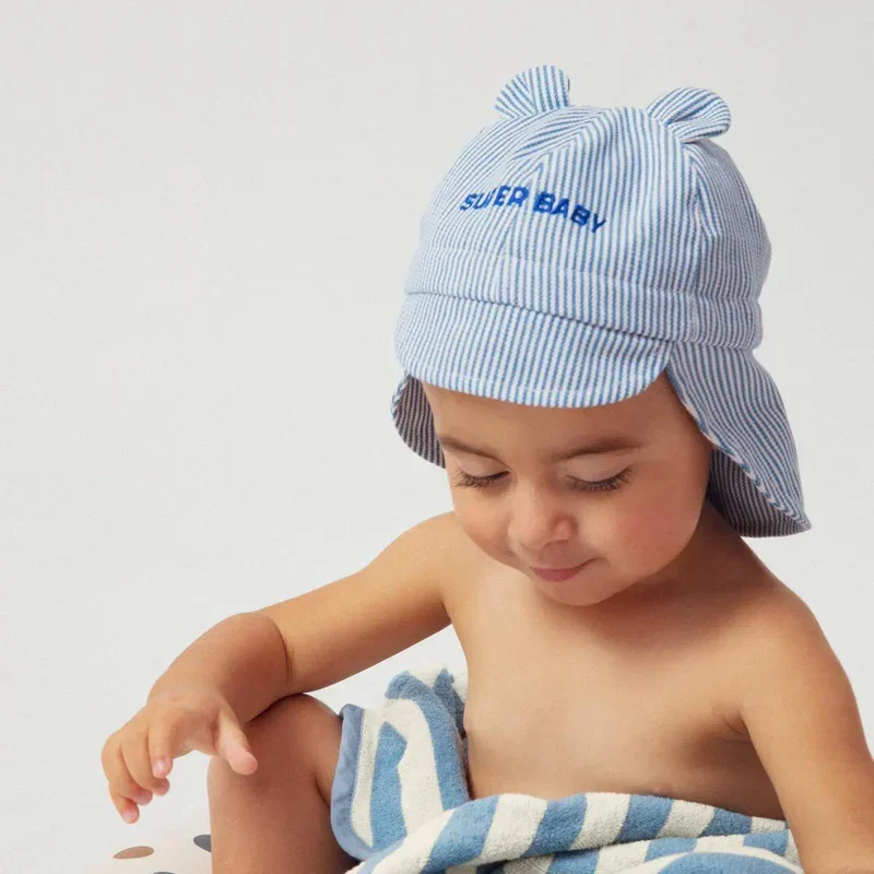 Chapeau bébé "SUPER BABY" - Bleu/Blanc – Image 3