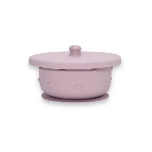 Bol silicone avec couvercle - Lilas Cœur